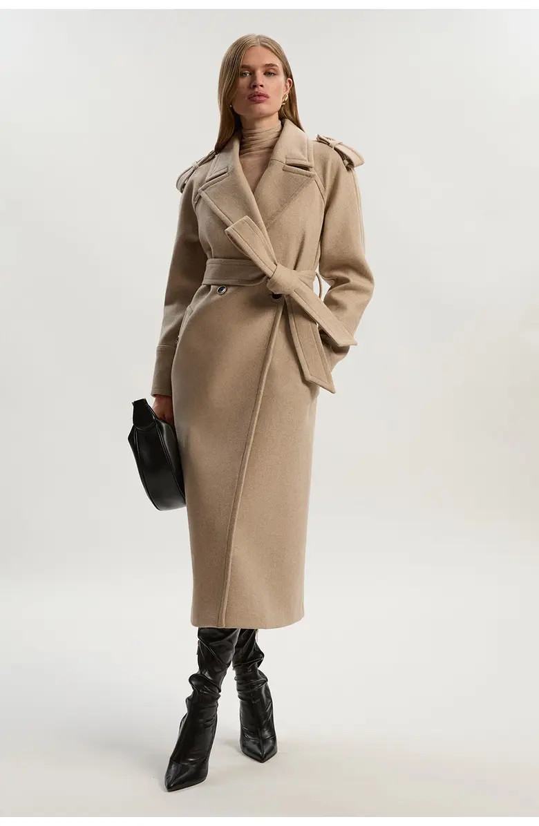 Wool Tailored Belted Midi Coat | Nordstrom