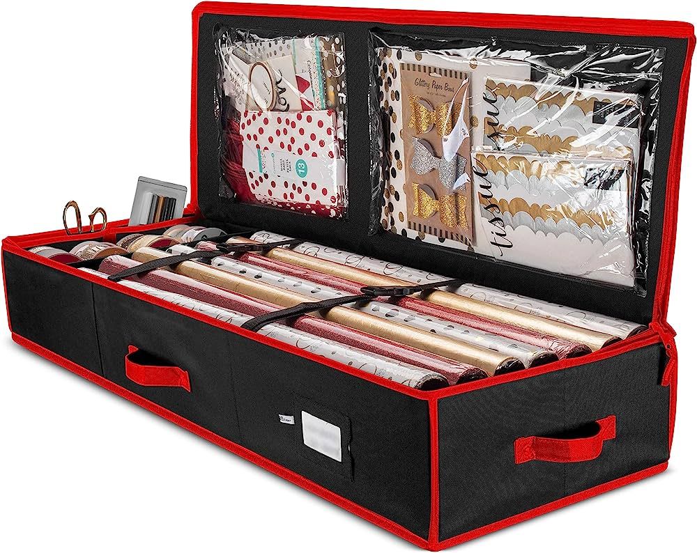 Zober Premium Wrapping Paper Storage Container, with Interior Pockets, fits 18-20 Standard Rolls,... | Amazon (US)