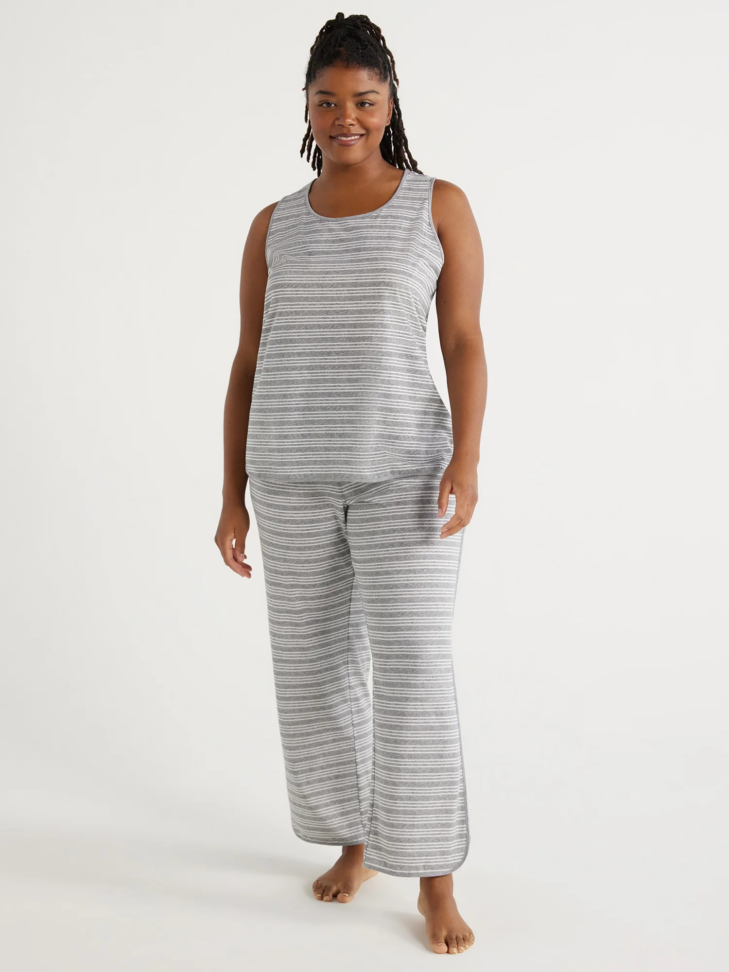 Joyspun Women's Cotton Blend Tank Top and Pants Pajama Set, 2-Piece, Sizes S to 3X | Walmart (US)