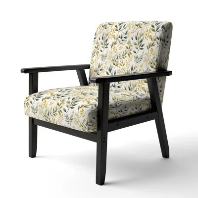 Neutral Leafy Flowers - Upholstered Floral & Pattern Accent Arm Chair | Wayfair North America