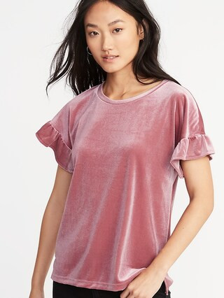 Velvet Ruffle-Sleeve Top for Women | Old Navy US