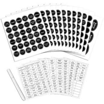 162 Black Minimalist Spice Labels Stickers - Spice Jar Labels Preprinted - White Text on Black Label | Amazon (US)