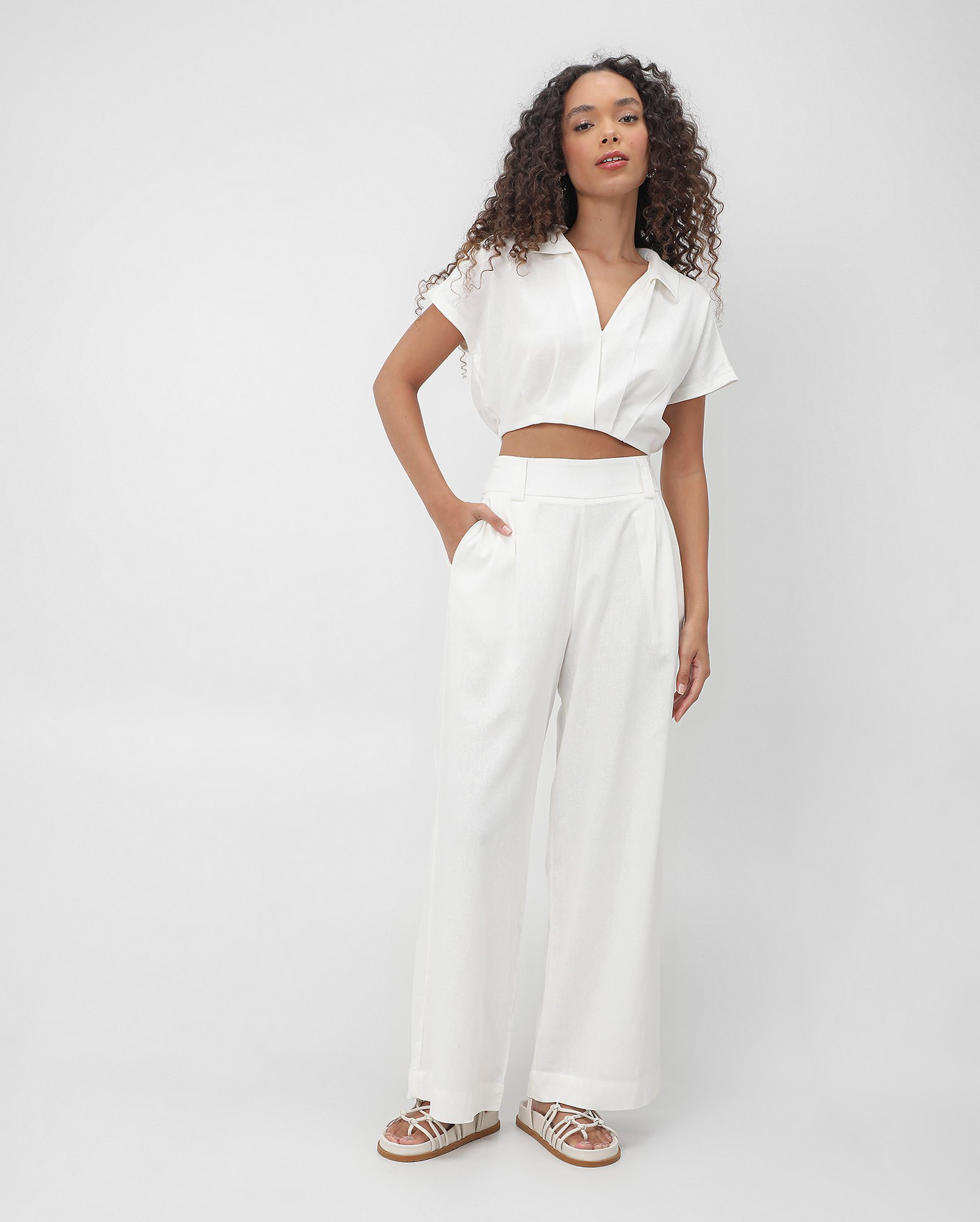 Calça feminina pantalona alfaiatada branca | Pool by Riachuelo | Riachuelo (BR)