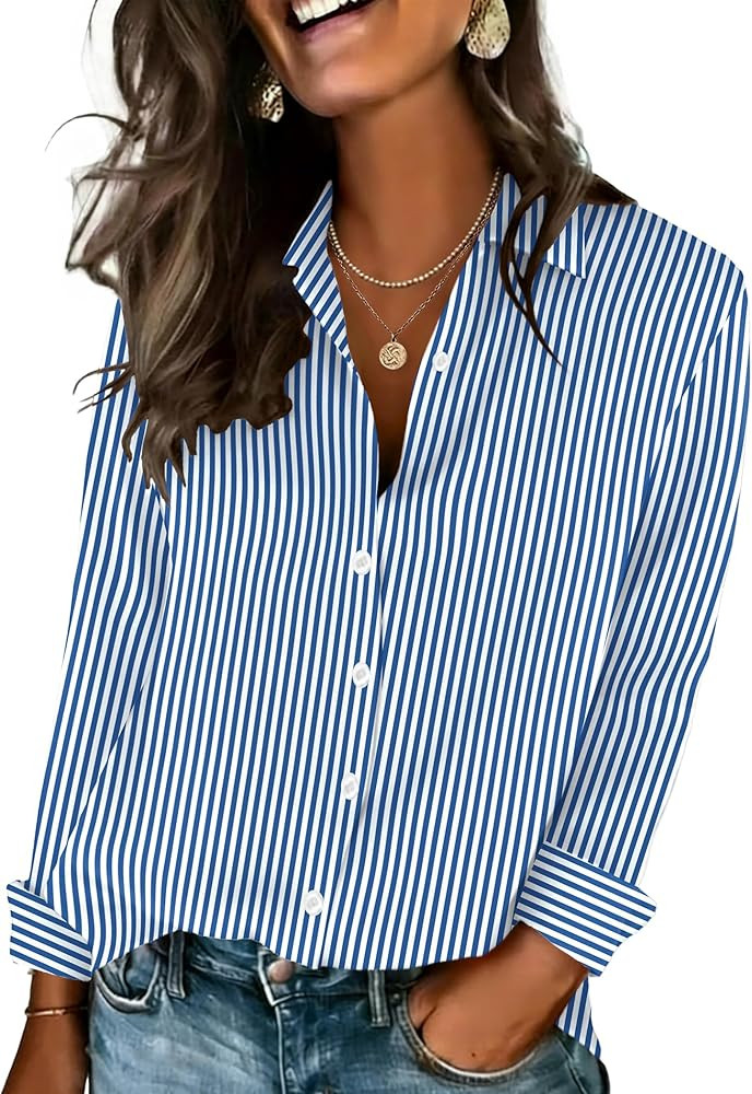 Zeagoo Womens Button Down Shirts Lantern Long Sleeve Blouse Business Casual Work Tops Floral Prin... | Amazon (US)