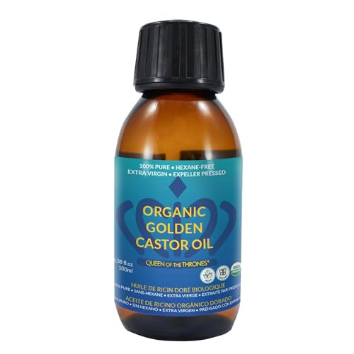 QUEEN OF THE THRONES Organic Golden Castor Oil | 100% Pure for Hair, Skin, Nails, Brows & Lashes | Hexane-Free | USDA Certified [3.38oz (100ml)] | Amazon (US)