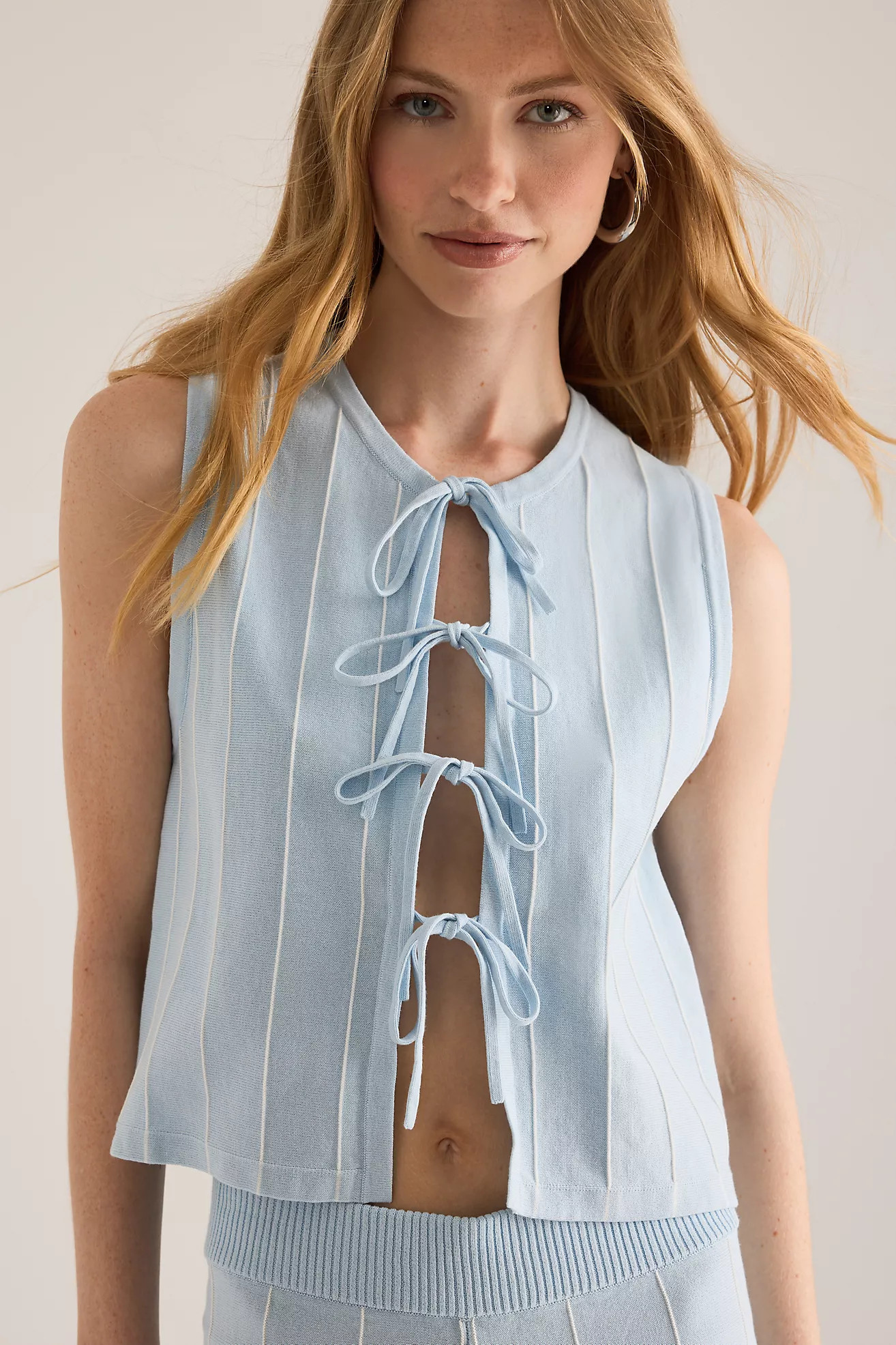 The Tiny Big Sister Stripe Knit Tie-Front Vest | Anthropologie (UK)