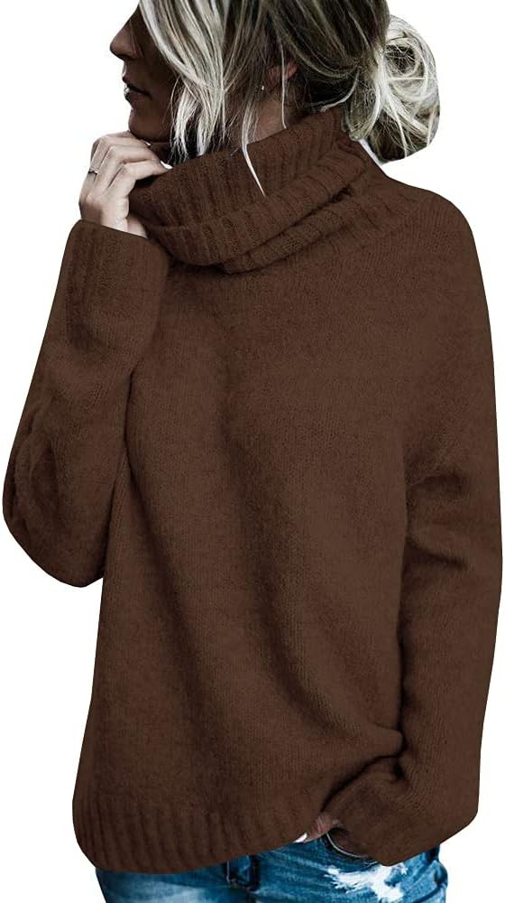 FISACE Womens Oversized Turtleneck Pullover Sweater Cable Knit Long Sleeve Sweater Tops | Amazon (US)