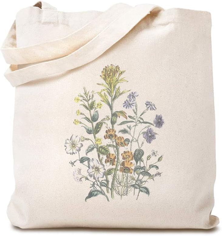 Custom Canvas Tote Shopping Bag Browallia Mimulus Beautiful Flowers Botanical & Browallia Mimulus | Amazon (US)