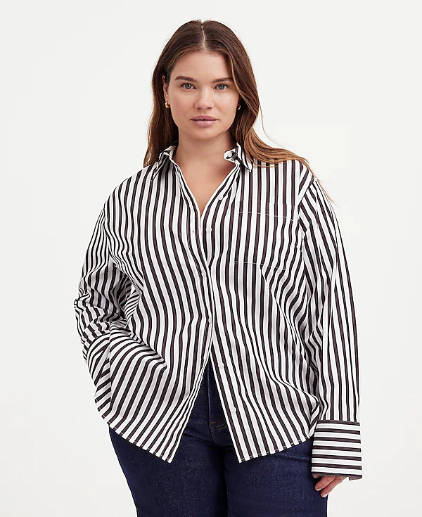 Plus Relaxed Button-Up Shirt in Stripe Poplin | Madewell | Madewell