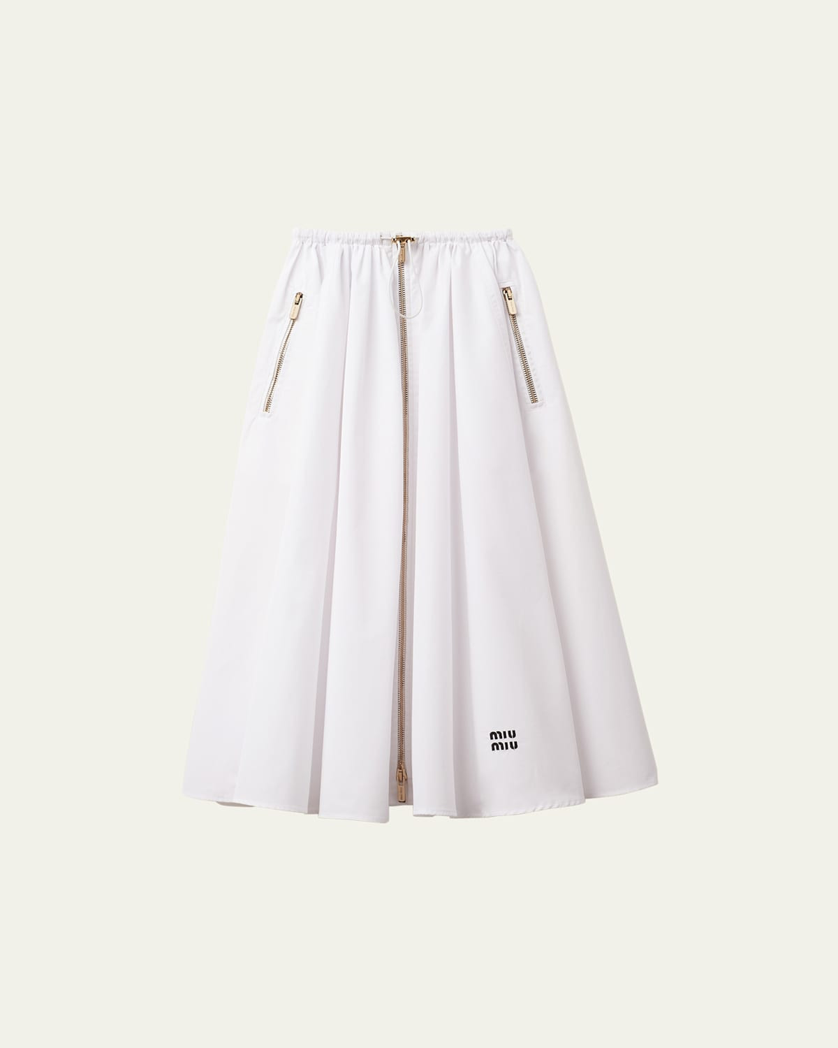 Popeline Drawstring Zip-Front Midi Skirt | Bergdorf Goodman