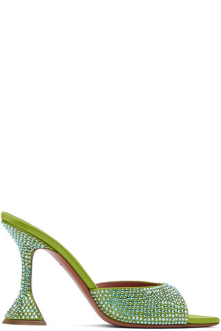 Green Caroline Crystal 95 Heeled Sandals | SSENSE
