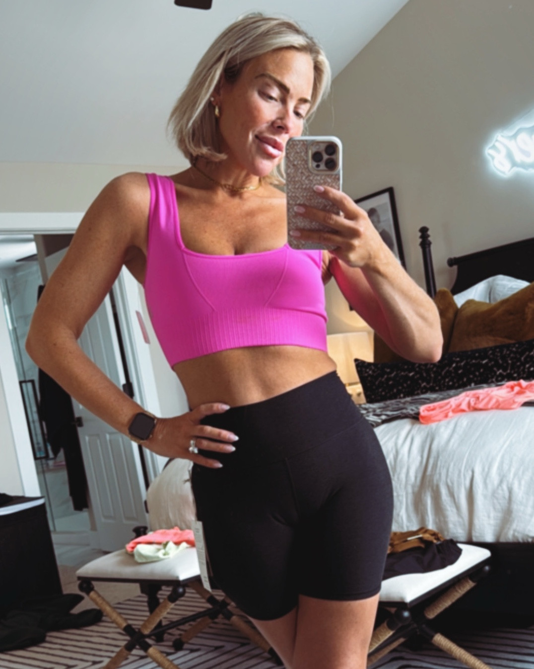 To all those who are weary - and all those who think you’re lost….youre not. It me. It’s just me in a hot spankin’ ‘fit with a few extra lbs and loving every minute of food, fashion, and…that bite of ice cream 🍦 (that oh so good real sugar & late summer night trips to the….pantry/freezer….and those late morning trips to the g-y-mmmmm I haven’t gone. Yeah, cheers 🥂 to those. 

Also, is it just me or does 10 day unwashed hair look better than freshly washed?? Cuz I got 99 problems but apparently unwashed hair ain’t one. I swear I got 13.23434 compliments on my hair yesterday. And I was like, have you ever seen that movie where Cameron Diaz falls in love with Mr. Focker? Sameeeeeee girl, same. Love that hair product, just gotta remember the name. Call back later. 

It’ll come to me. (LOLLLLLLLLLL), this is a Christian platform, CeCe. Get it together. 

Okay! Now it’s time to go shopping 🛍️ 
XS/S bra, small (enough) shorts 🩳. Sorry no feet pics. DM me. I have a flat rate. 

Linked my new fav 2nd hole studs. I got the 1/2 carat for 2nd hole and the bigger ones for first hole. I got lots a holes. 😅 send help for my husband. 

& buy this entire fit for under $100!
Xoxo to all you women out there who turn into a housewife on steroids that your husband doesn’t recognize whenever you eat sugar. 🍭🍫🍩🍪🍬 (and I guess to all of those women who cook, too, that make women like me look and feel like a complete garbage can, because all we’re good at is putting that lovely 5-hour long crepe process….🥞>🍽️🤰

CeCe 🙏🤟🧬💧🥂🚀🍓❤️😅💪💕

#whosjustherefortherecipesidontpost #LTKNOTpetite ;) yes. That’s where I am doing all of my not cooking lately. #LTKbakernotchef 💆‍♀️👩‍🍳 #LTKBEAUTY #LTKFINDSUNDER50 #LTKSTYLETIP #LTKAthletic (kinda) #LTKMidSize (half way there) #LTKWHYAREWESTILLHASHTAGGING #BYEFELICIA  

#LTKHome #LTKFindsUnder100 #LTKActive #LTKOver40 #LTKTravel #LTKActive #LTKSummerEdit