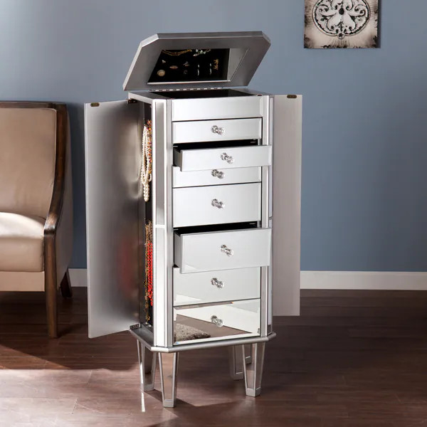Harper Blvd Millicent Mirrored Jewelry Armoire - 42.25"h x 18"w x 13.5"d | Bed Bath & Beyond