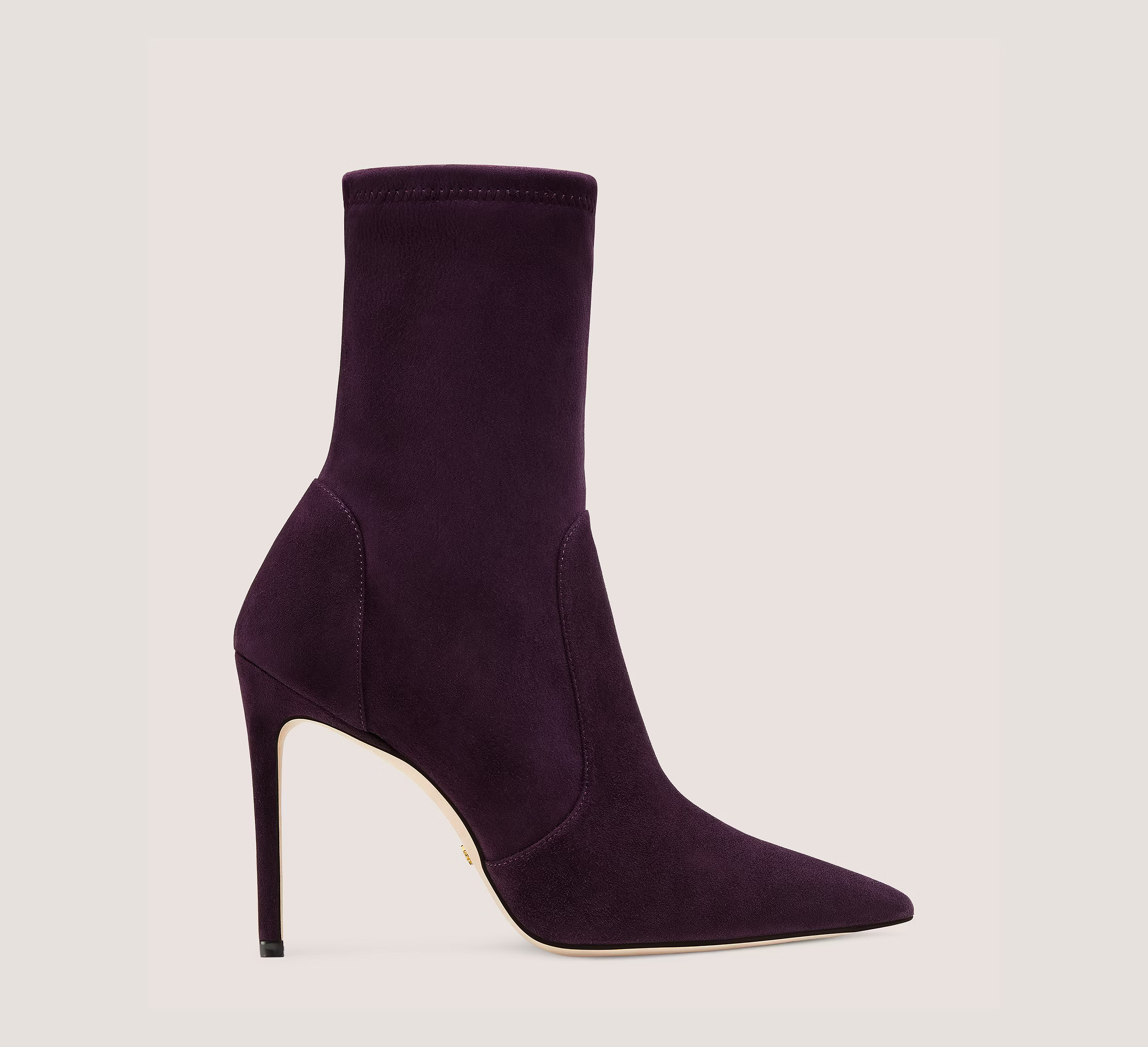 Stuart Weitzman Stuart 100 Stretch Booties, Aubergine Purple Stretch Suede, Size: 4 Medium | Stuart Weitzman (US)