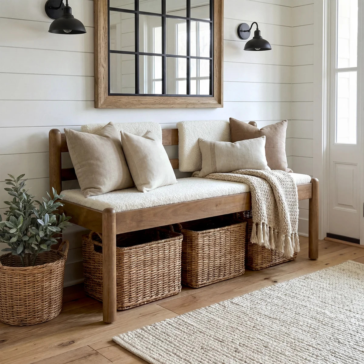 Modern Upholstered Entryway Bench With Solid Wood Frame | Wayfair North America