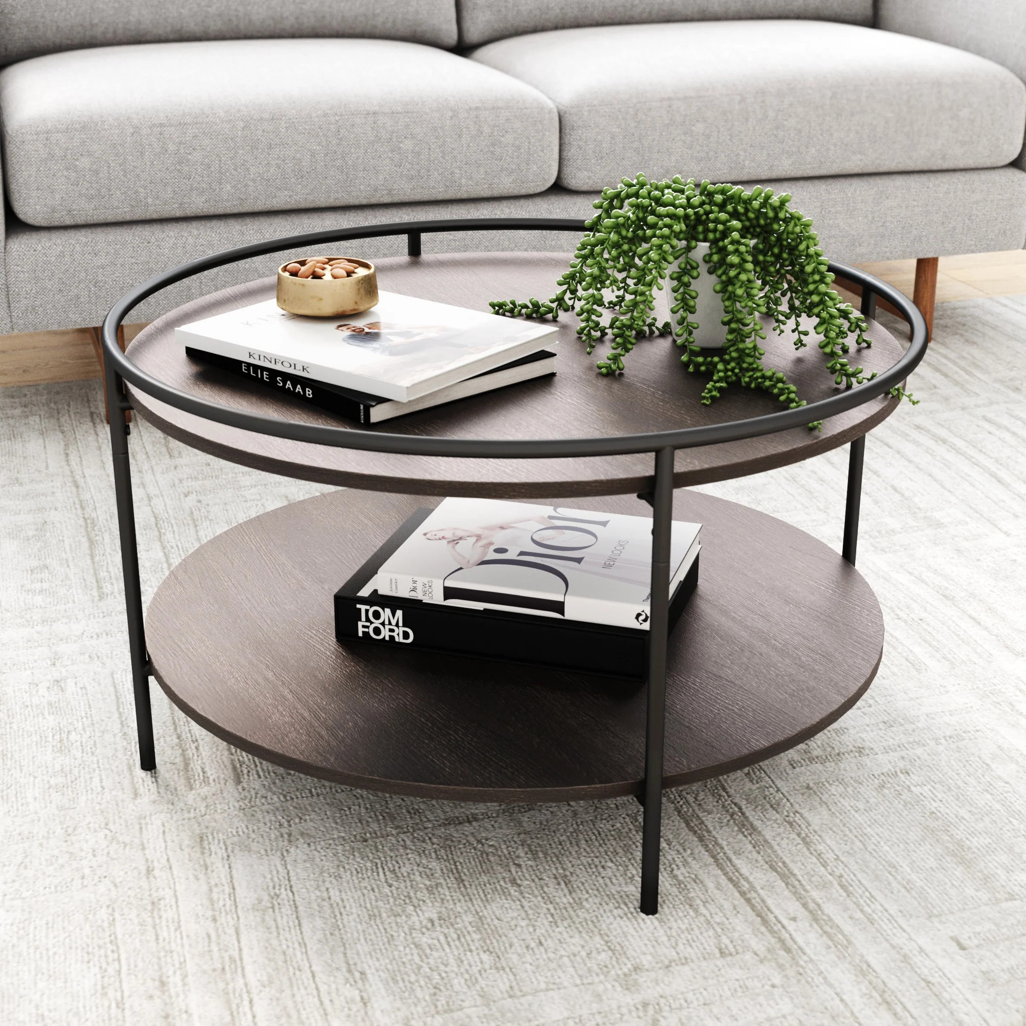 Wood 2-Tier Round Coffee Table | Paloma | Nathan James