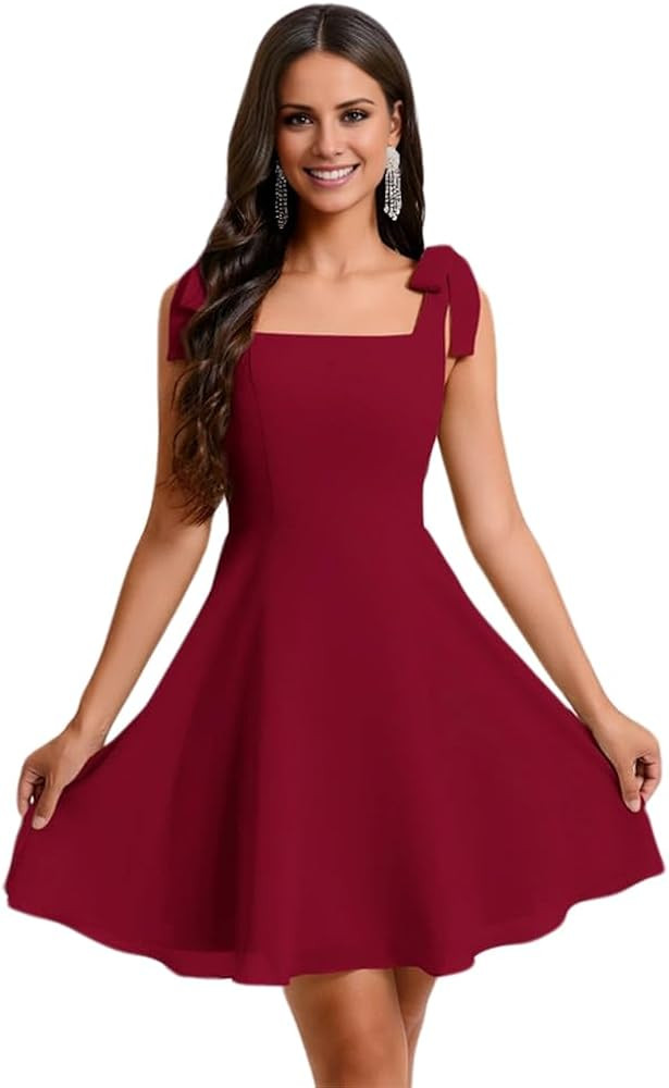 A-line Elegant Party Dresses Square Neck Sleeveless Back Zipper Short-Mini Chiffon Homcoming Dres... | Amazon (US)