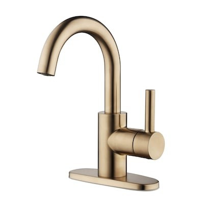 allen + roth Harlow Brushed Bronze 1-handle Single Hole WaterSense Bathroom Sink Faucet with Drai... | Lowe's