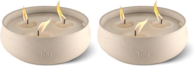 Citronella Candle 2-Pack – 7-Inch White Wax Bowl with Concrete Finish – Outdoor Decorative Ca... | Amazon (US)