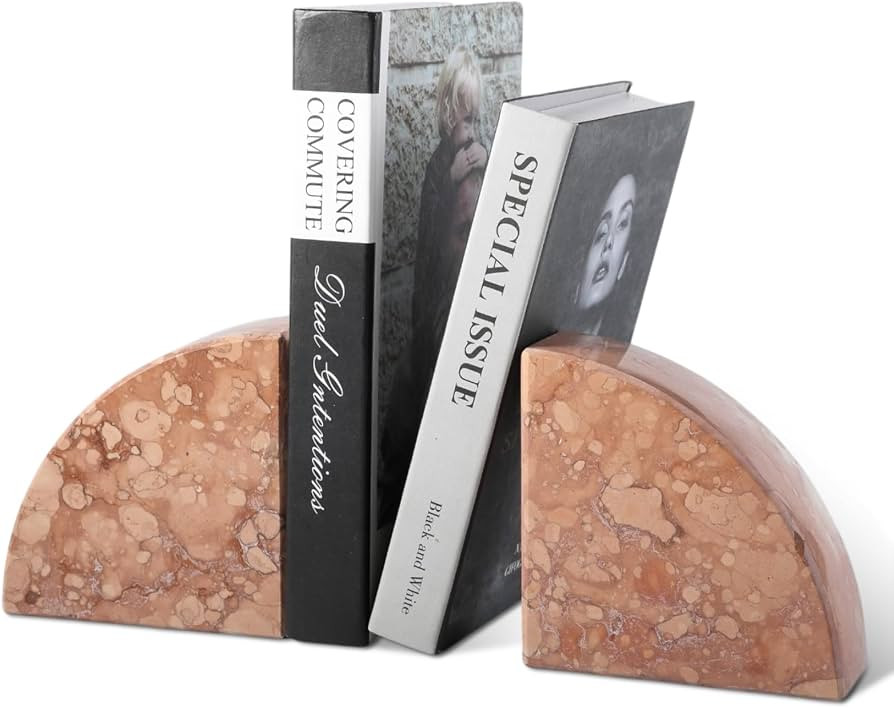Karibiber Marble Bookend for Shelves, Non-Skid Bookends for Heavy Books, Heavy Duty Book Stopper ... | Amazon (US)
