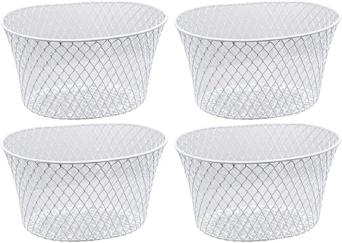 Small Metal Rectangular, Oval and Round Wire Baskets with or without Handles, Black and White, 4-... | Amazon (US)