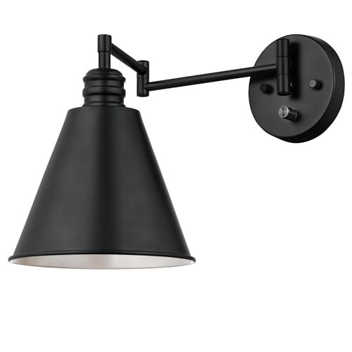 Westinghouse 6125400 Trocadero Traditional One Light Swing Arm Wall Fixture with On/Off Switch, Matte Black Finish | Amazon (US)