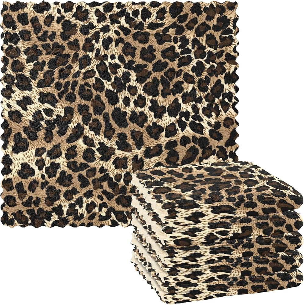 ALAZA Leopard Cheetah Prints Animal Kitchen Towels Dish Clothes for Drying Dishes Cleaning Washin... | Amazon (US)