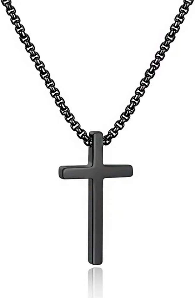 M MOOHAM Cross Necklace for Men, Silver Black Gold Stainless Steel Plain Cross Pendant Necklace f... | Amazon (US)