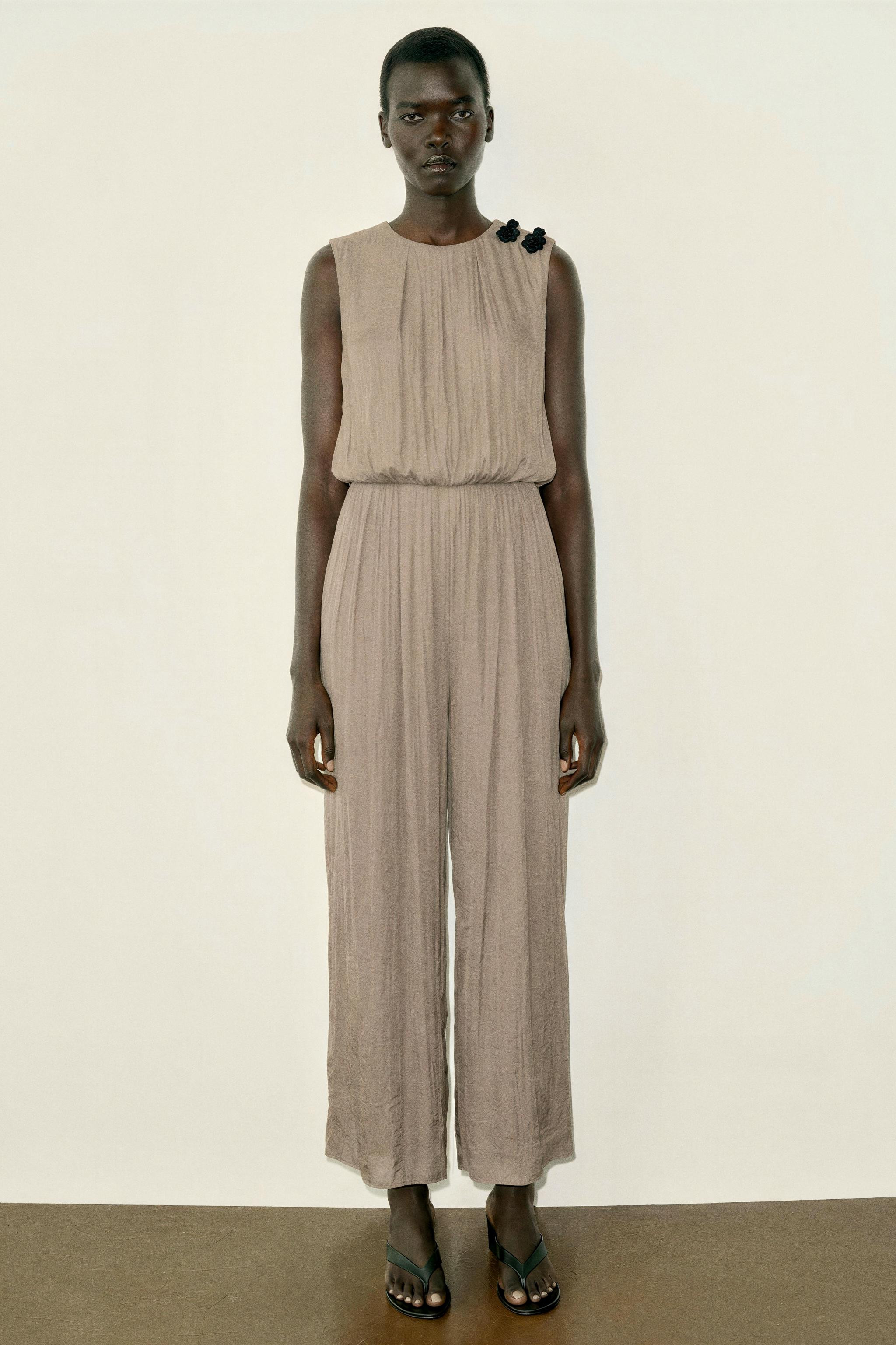 SATIN JUMPSUIT WITH SHOULDER FROG FASTENING | Zara US