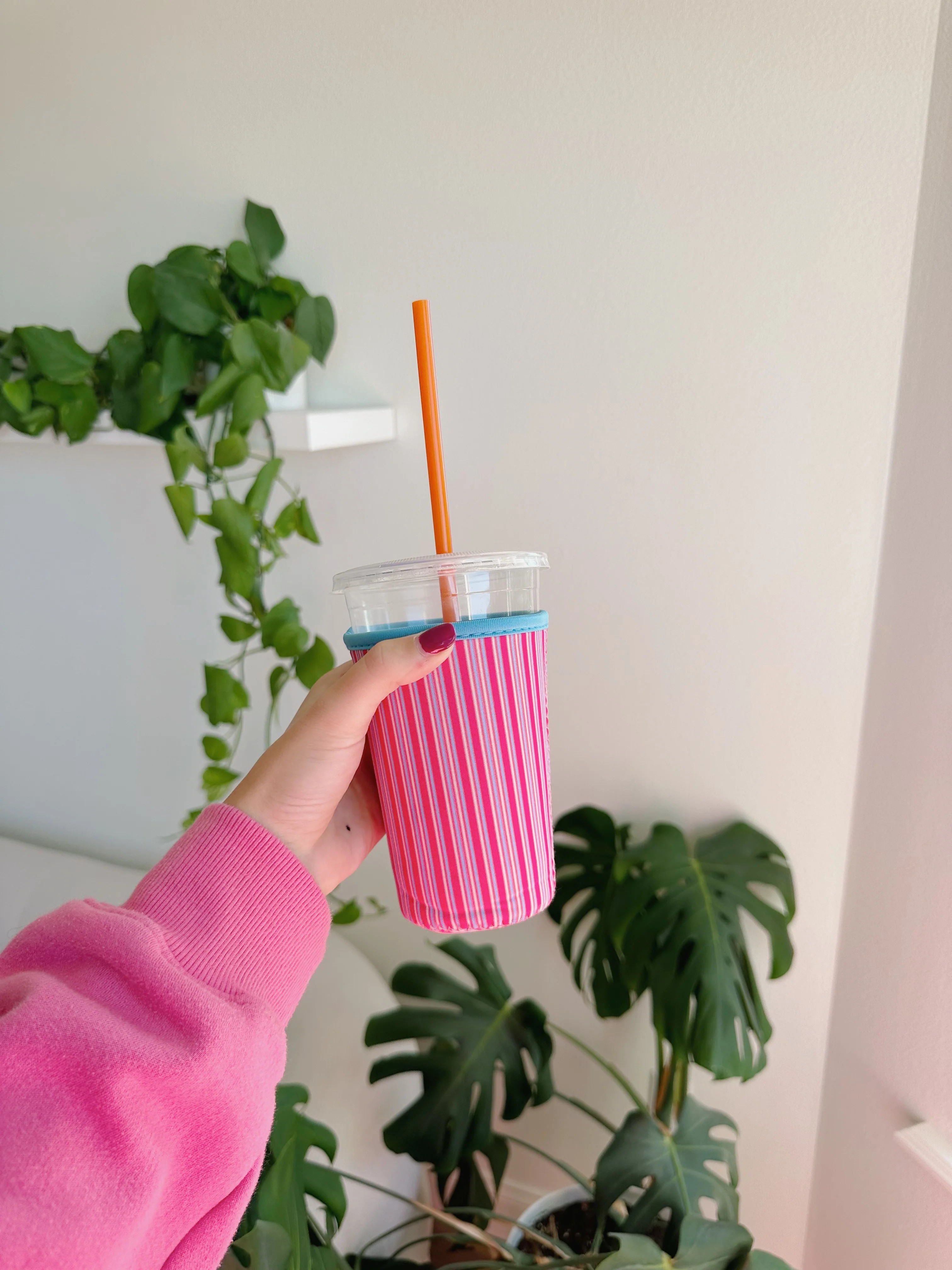 Striped Coffee Coozie - Medium 22-24oz | The Beach Club Shop