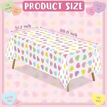 ANGOLIO 3Pieces Valentine's Day Conversation Heart Disposable Tablecloth, Plastic Rectangle Water... | Amazon (US)