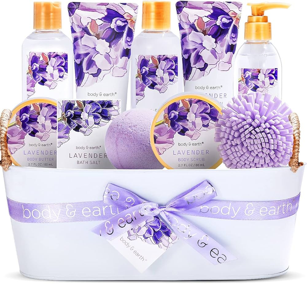 BODY & EARTH Gifts For Women 11 Pcs Lavender Gift Baskets For Women with Bubble Bath Body Lotion ... | Amazon (US)