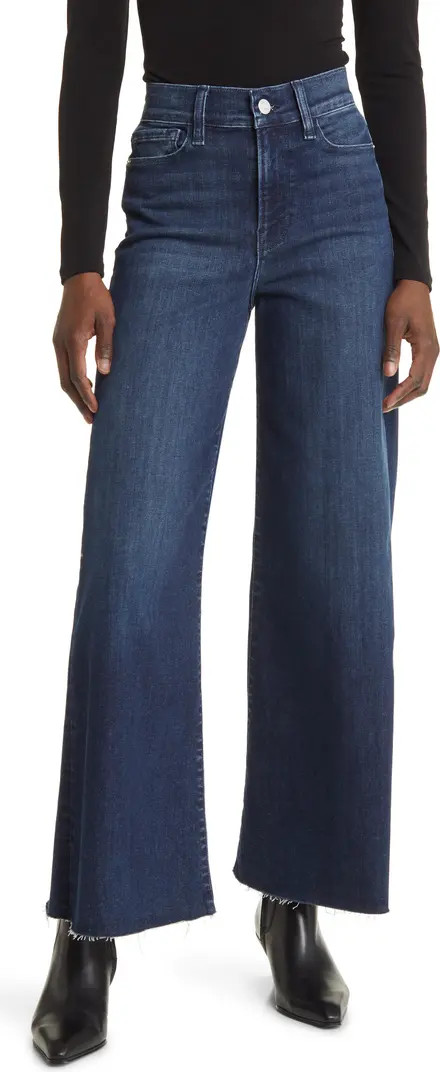Le Palazzo Raw Hem High Waist Crop Wide Leg Jeans | Nordstrom