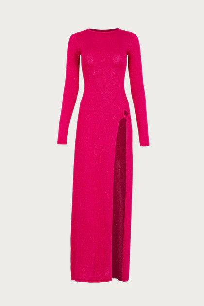 Long Sleeve Twist Dress (Hot Pink Sequin) | SAME