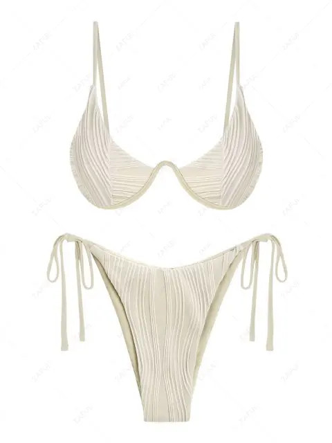 ZAFUL Ribbed Monowire Tie Side Bikini Swimwear | ZAFUL (Global)
