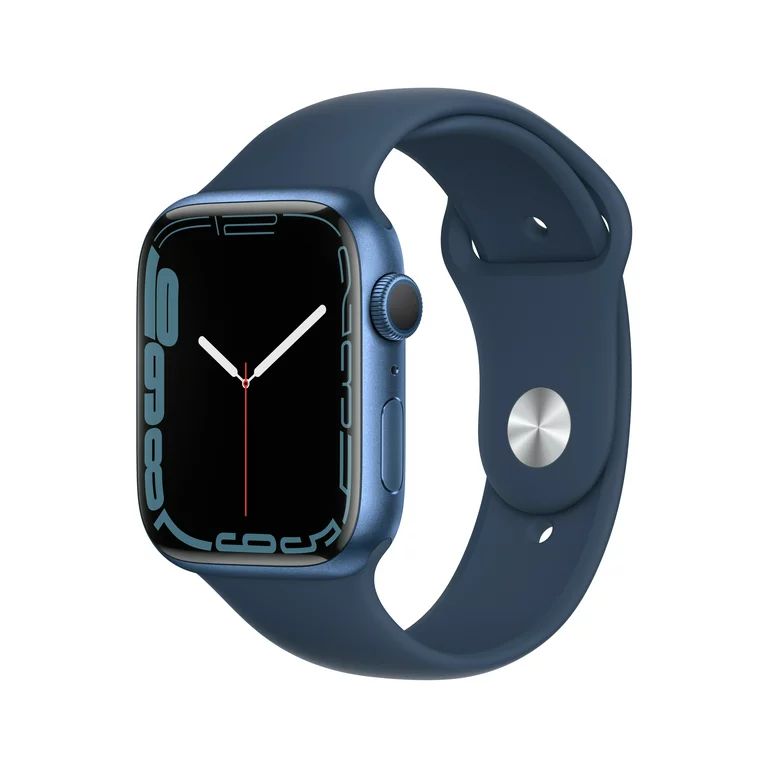 Apple Watch Series 7 GPS, 45mm Blue Aluminum Case with Abyss Blue Sport Band - Regular | Walmart (US)