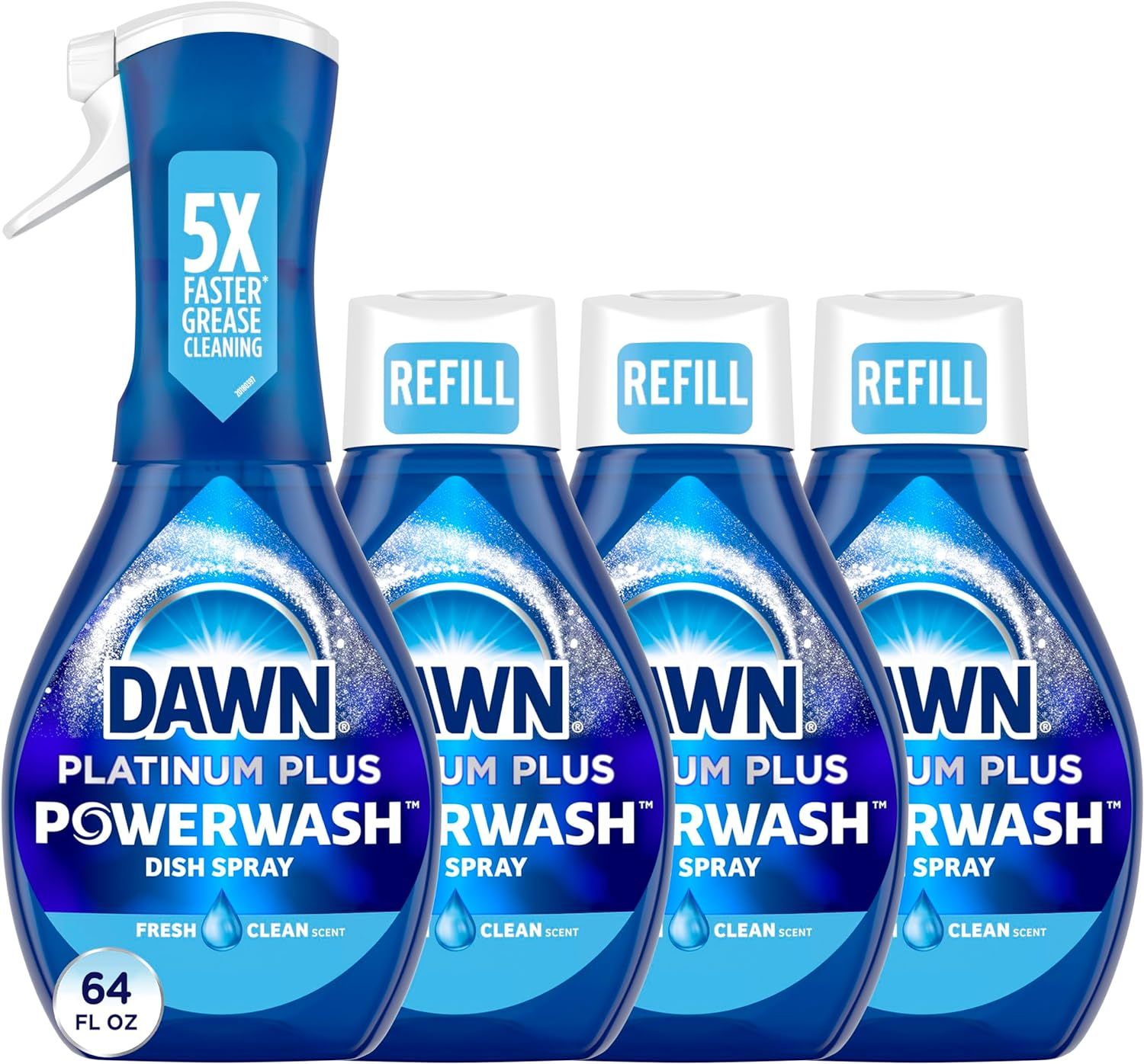 Dawn Platinum Powerwash Dish Spray, Dish Soap, Fresh Scent Bundle, 1 Spray (16oz) + 3 Refills (16... | Amazon (US)