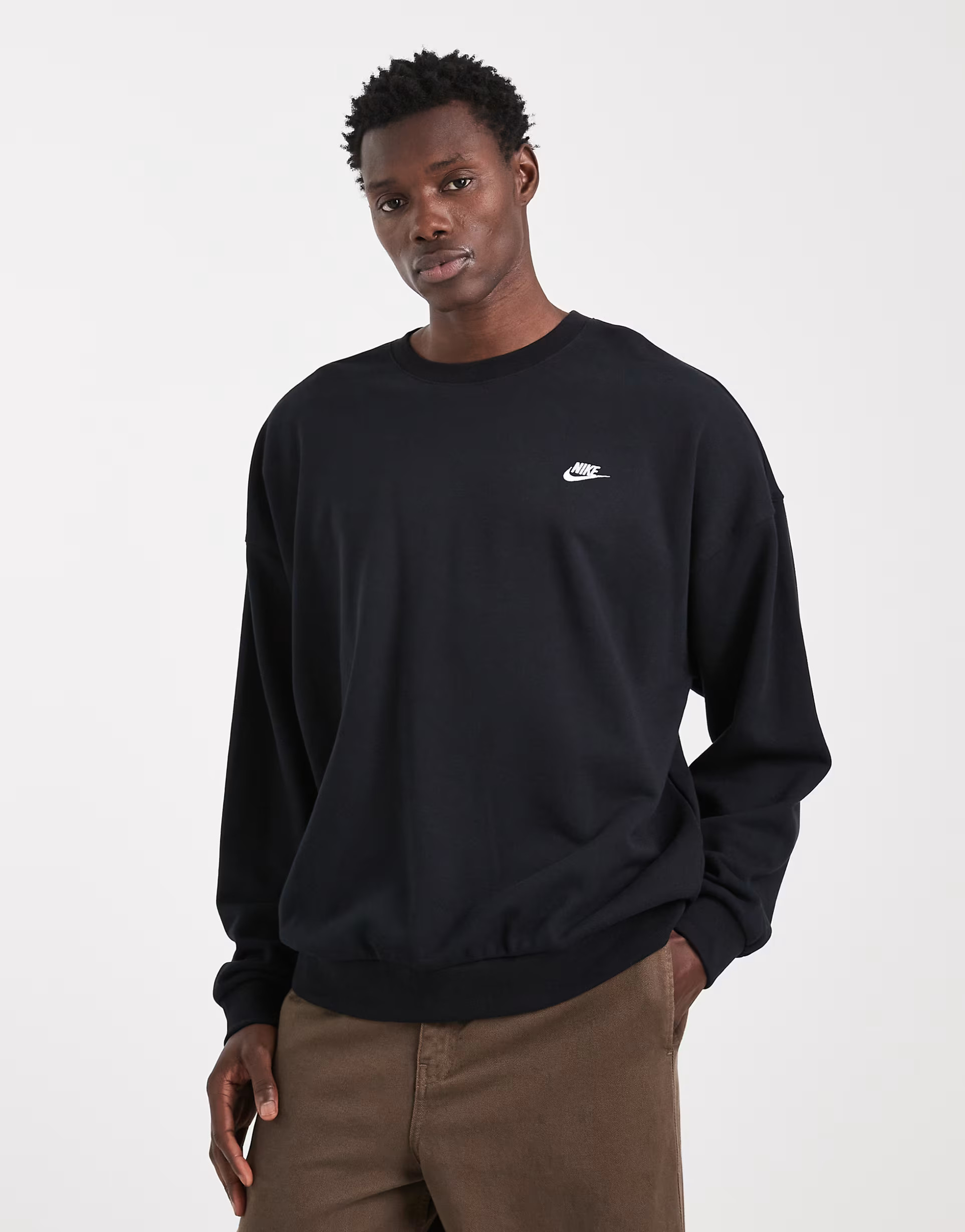 Nike Club French Terry oversized sweatshirt in black | ASOS | ASOS (Global)