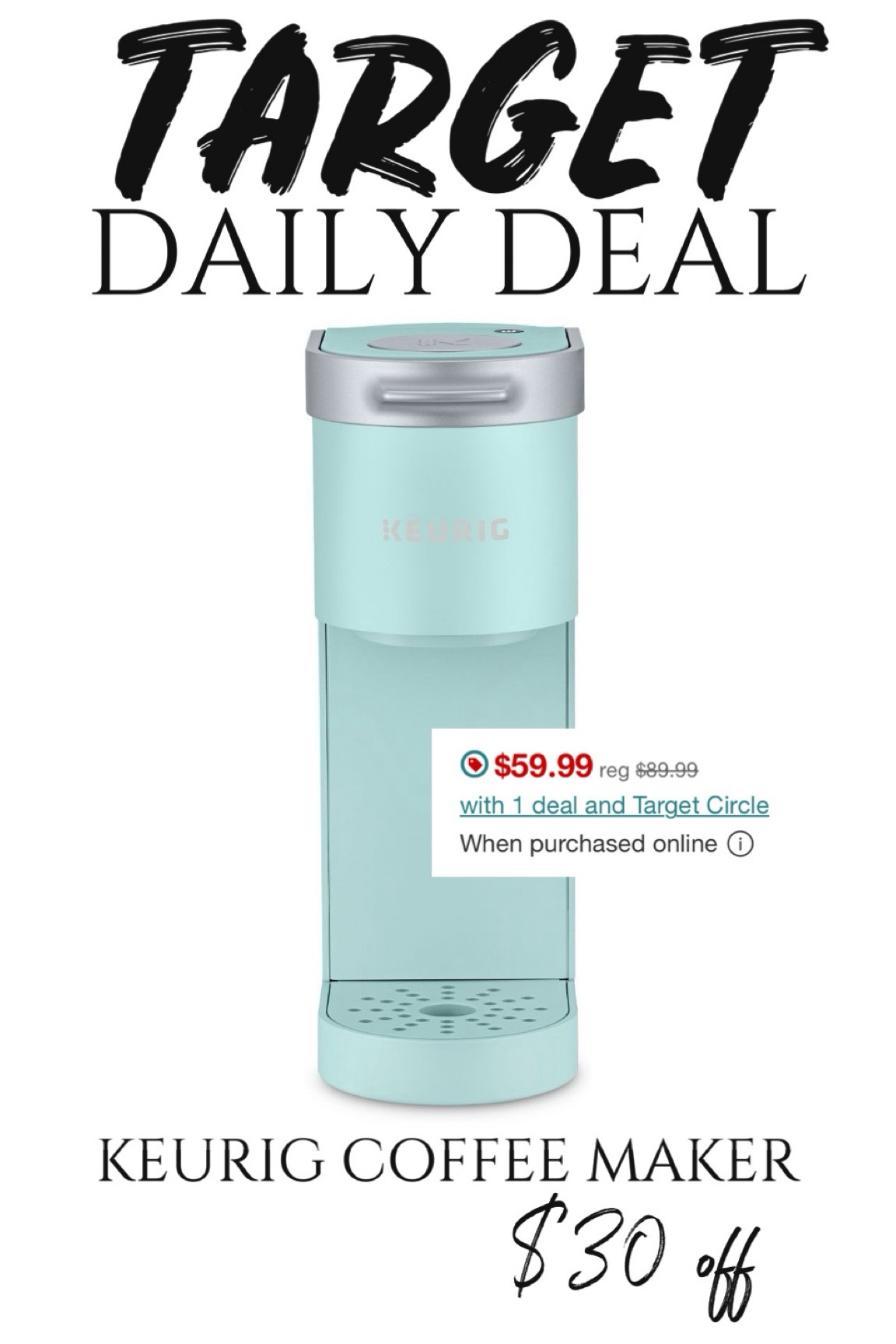 Target daily deal
$30 off Keurig coffee ☕️ maker 

#LTKsalealert #LTKxTarget #LTKfindsunder50