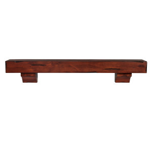72" Cherry Red and Brown Shenandoah Distressed Finished Wood Shelf or Mantle Shelf | Christmas Central