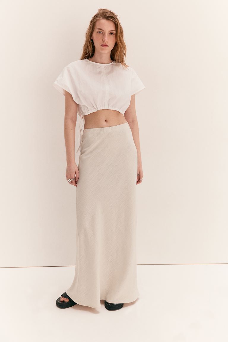 Maxi skirt - Light beige - Ladies | H&M GB | H&M (UK, MY, IN, SG, PH, TW, HK)