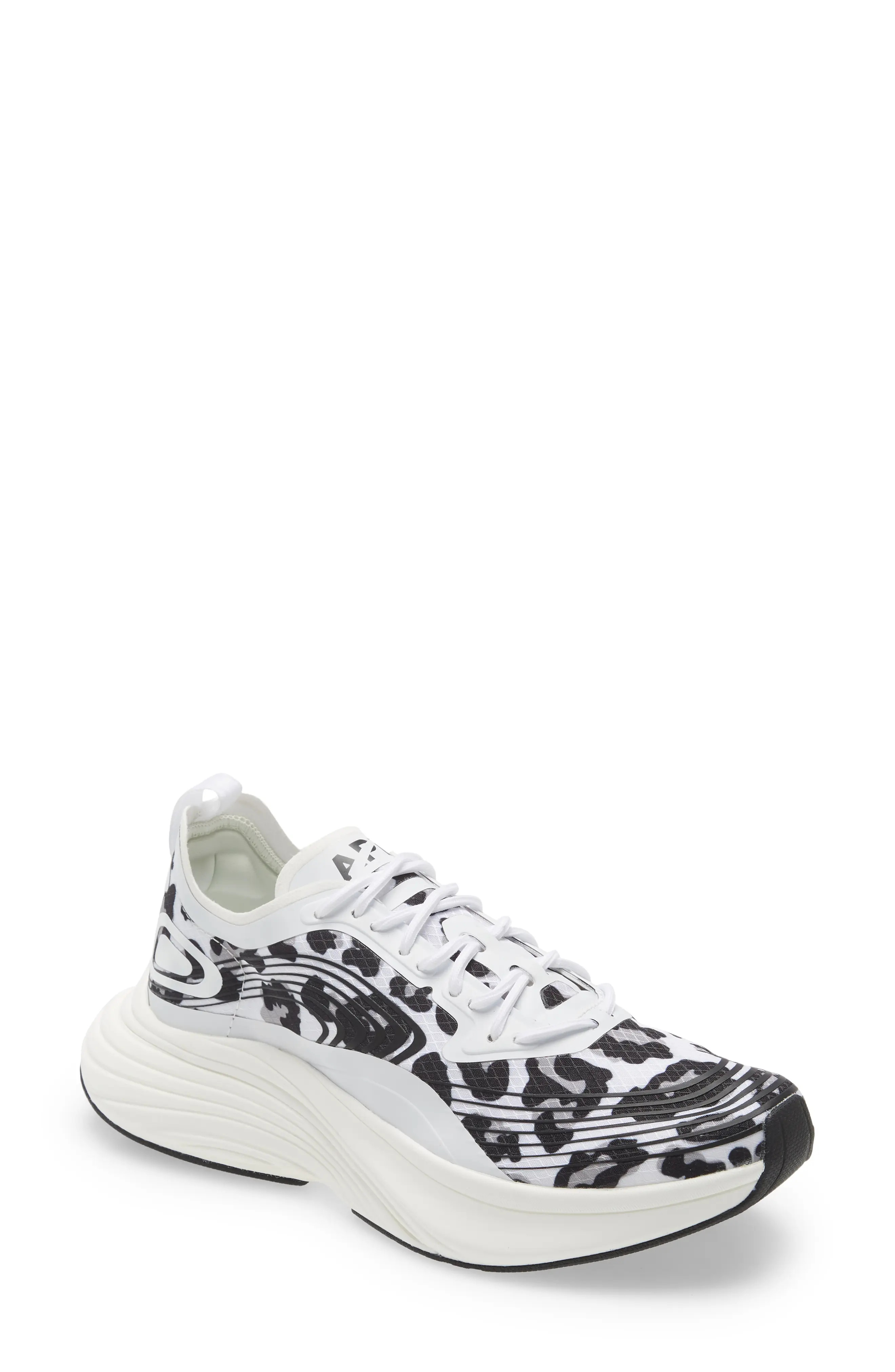 APL Streamline Running Shoe, Size 8 in White /Black /Leopard at Nordstrom | Nordstrom