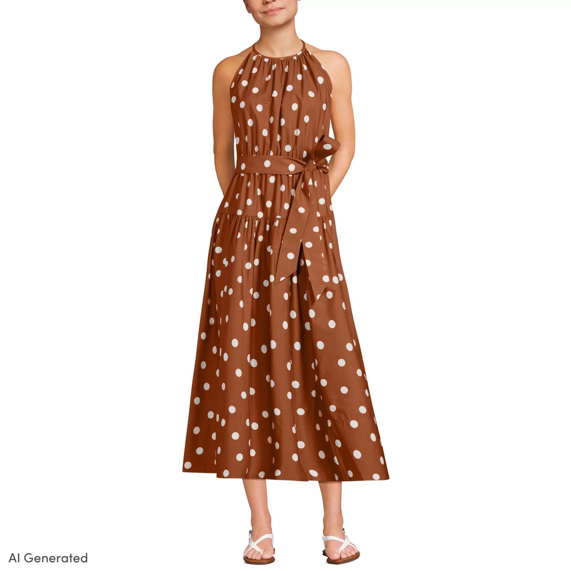 Women's Lands' End Poplin Halter Midi Dress | Kohl's
