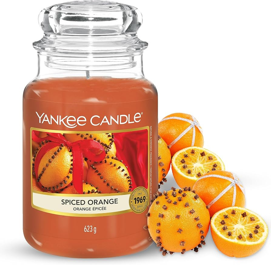 Yankee Candle Duftkerze| Spiced Orange | Brenndauer bis zu 150 Stunden|Große Kerze im Glas | Amazon (DE)