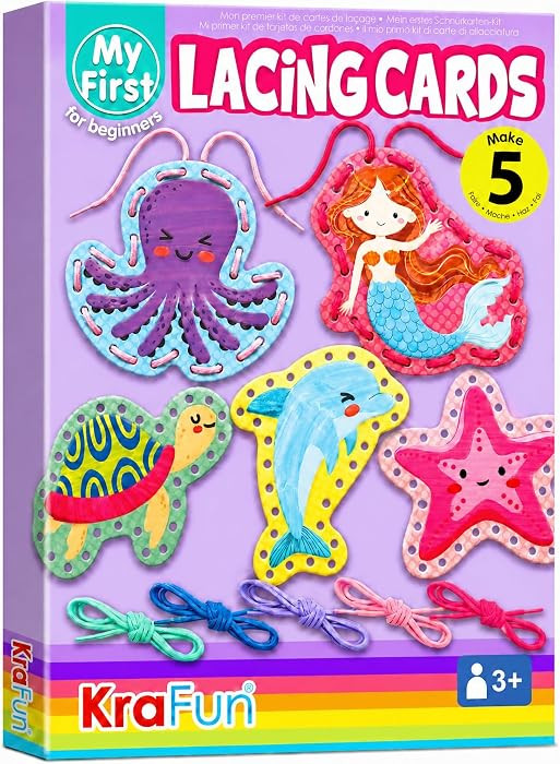 KRAFUN Mermaid Ocean Lacing Cards Age 3+ | 5 Projects | Amazon (US)