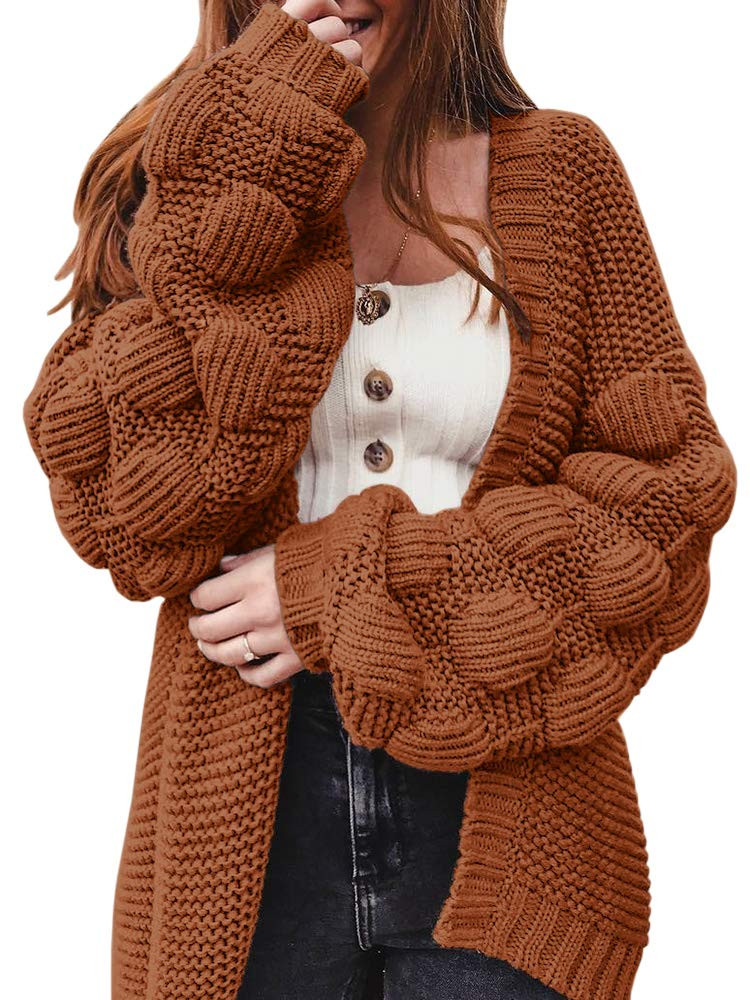 FERBIA Women Oversized Cardigan Knitted Cute Chunky Sweaters Wrap Long Fall Pom Pom Open Front Kn... | Amazon (US)