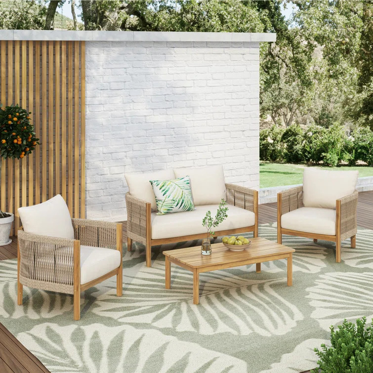 Harrill Outdoor 4-Piece Conversation Set With Cushions | Wayfair North America