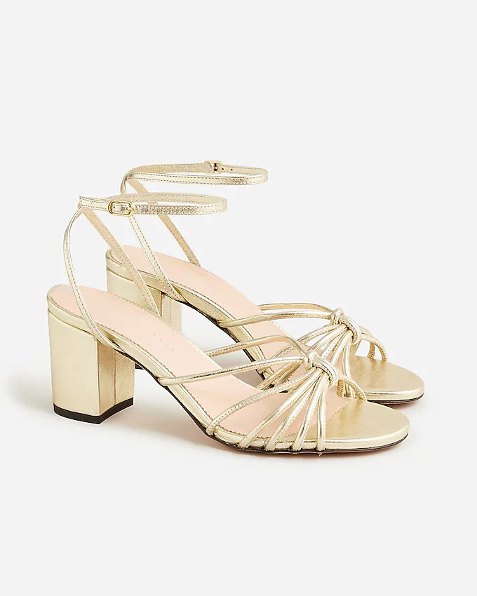 Lucie strappy block-heel sandals in Italian metallic leather | J. Crew US