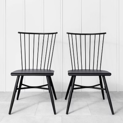2pk Indoor/Outdoor Metal Patio Dining Chair Set Black - Hearth & Hand with Magnolia | Target