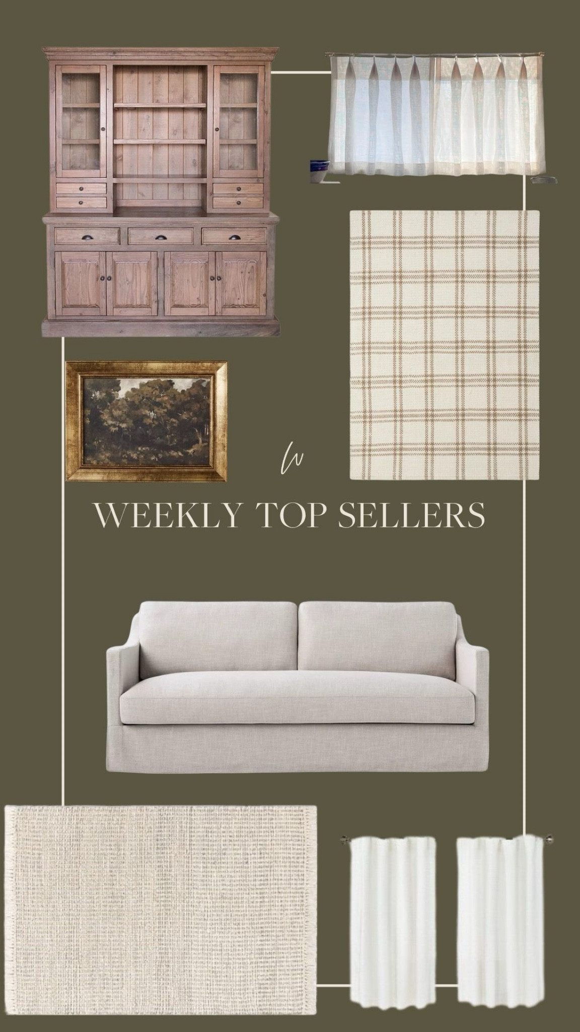 Weekly top sellers, top finds, area rug, rug, furniture, upholstered sofa, upholstered couch, couch, hutch, wood hutch, cafe curtains cafe curtain, home decor, framed artwork, painting, interior design, interiors

#LTKhome